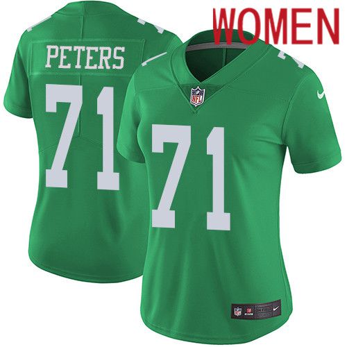 Women Philadelphia Eagles #71 Jason Peters Nike Green Vapor Limited Rush NFL Jersey